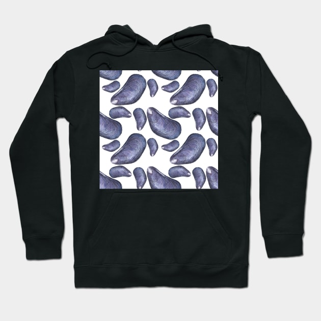 Blue mussels Hoodie by runlenarun